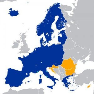 carta Europa estados dentro de la área Schengen